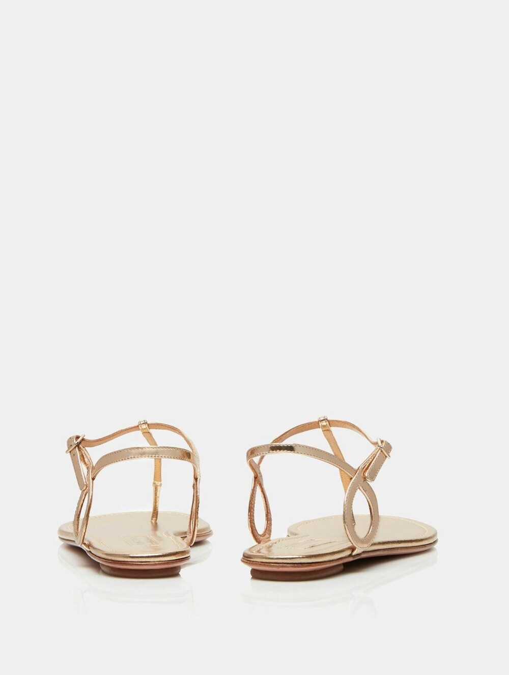 Aquazzura Gold Almost Bare Flat Thong Sandals Metallic Leather Sz EU 35.5 - Picture 8 of 15